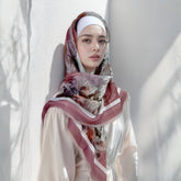 WJA278 Silk scarf for women shawl, large square scarf, balinese print, sun protection headscarf