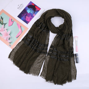 VS169   New solid color sprinkled silver bamboo cotton solid color long scarf classic monochrome striped Malay Indonesian scarf scarf