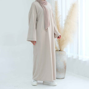 LR737  Plain Hooded Sweatshirt Abaya Dress