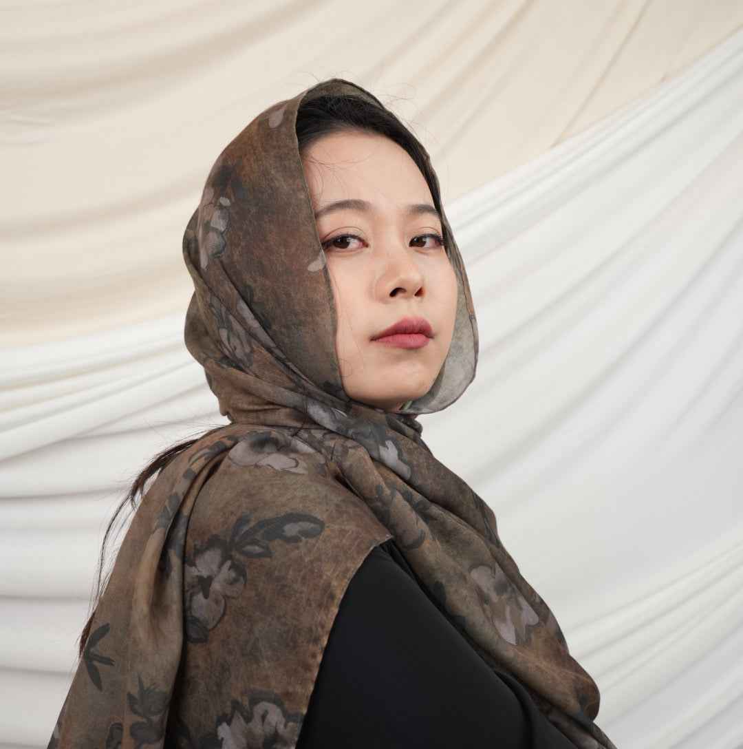 MD018  Modal polyester-cotton tie-dye single stitch Muslim hijab