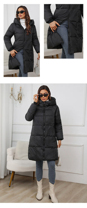 W1836  Women's Hooded Mid-Length Slim Winter Cotton-Padded Coat