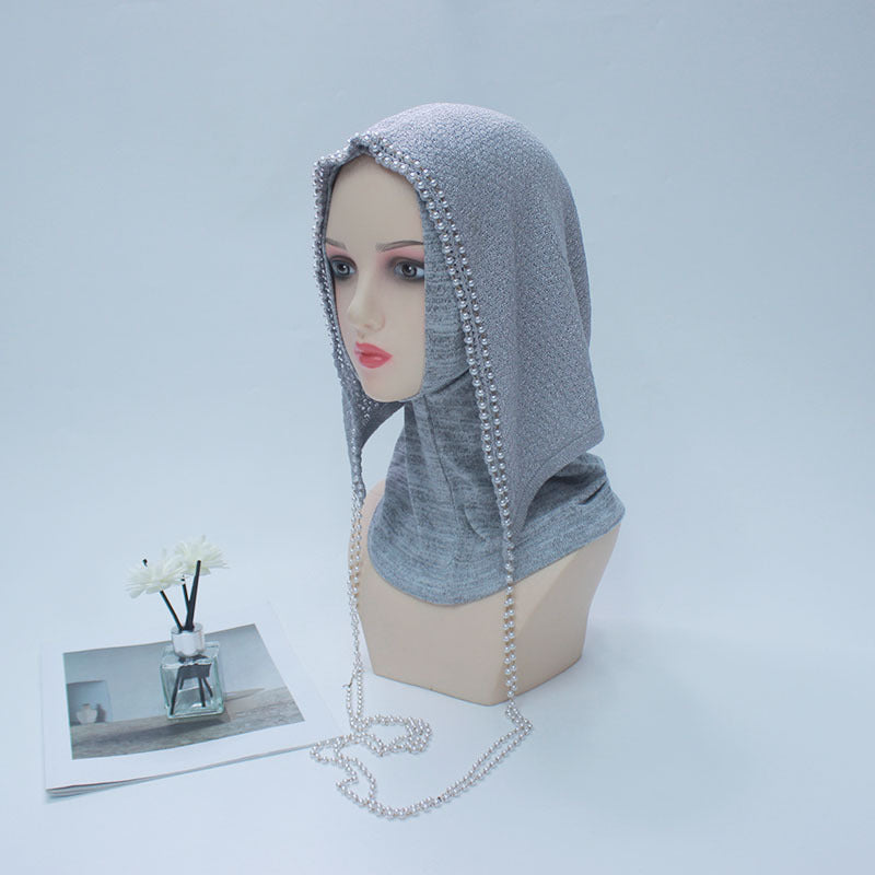 PTKCM  Fashion Beaded Chain Hollow-out Woolen Jersey Cap