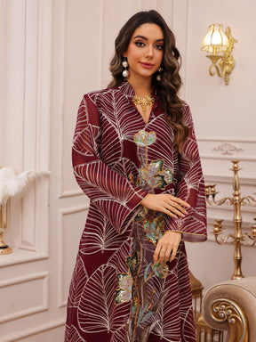AB485  Mesh Embroidered Maxi Dress Ethnic Women's Clothing