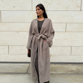 LR1125  Thick Winter Abaya Cardigan with Belt