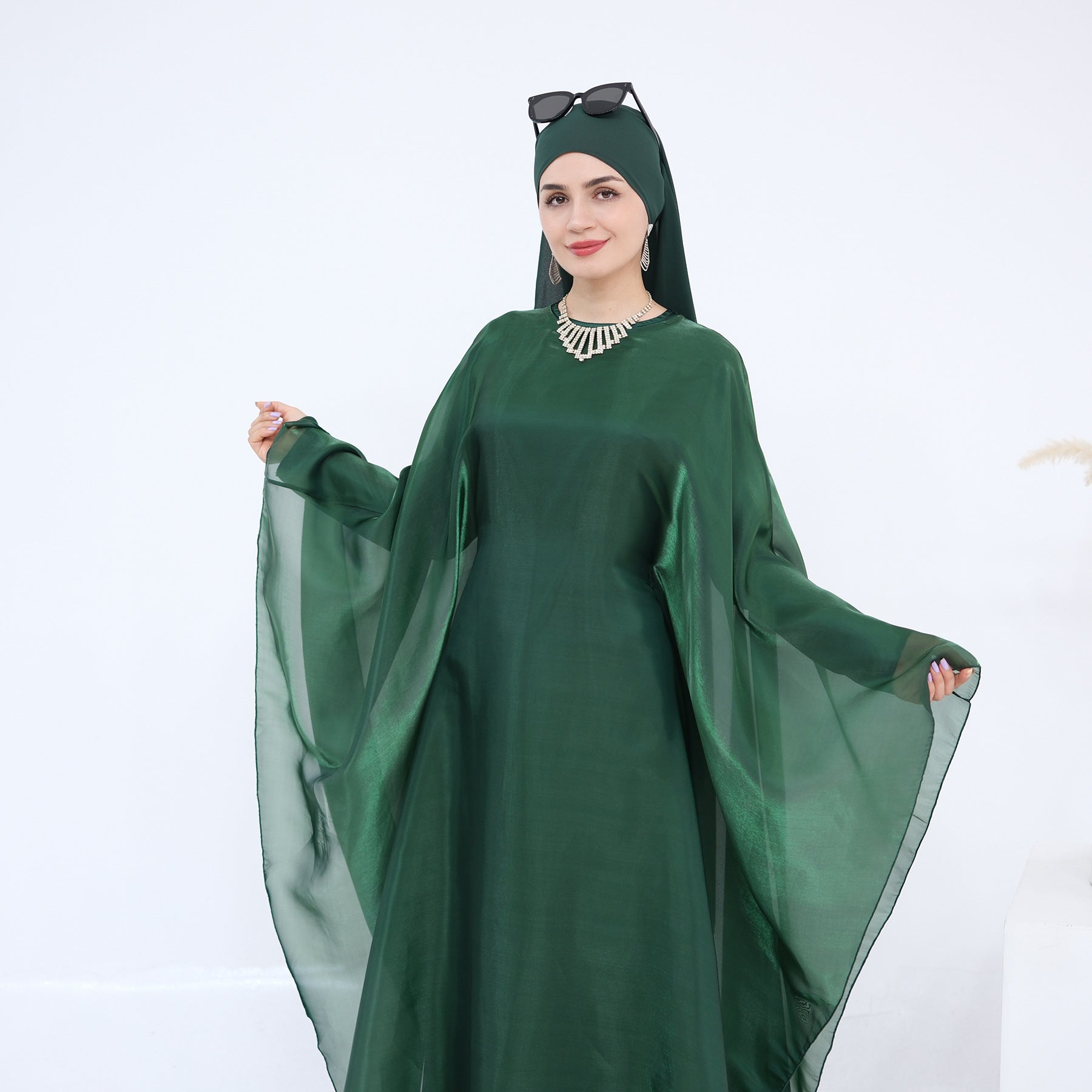 LR943+LR944  Plain elegant dress + inner + hijab set