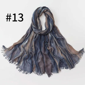 SS007  Gradient Rainbow Collection Short Tassel Crinkled Hijab