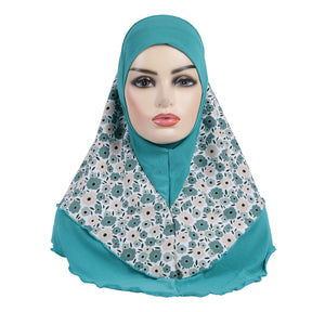 H326  Printed patchwork tulle hat and hijab child