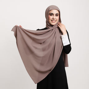 YZ316  Plain Silky Thick Chiffon Hijab with Built-in Magnetic Buckle and Matching Undercap