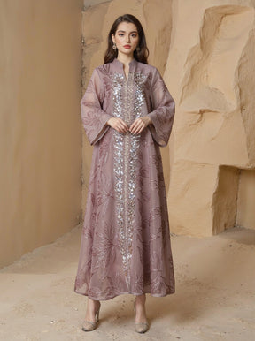 SMT169  Mesh dress with full embroidery