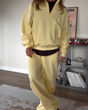 C56300  Women's Oversized Half-Zip Sweatshirt & Drawstring Sweatpants Set