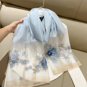 SZ109  Chinese style new style Begonia silk blended imitation mulberry silk scarf ladies fashionable versatile Korean version live