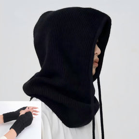 CGS-M380  Plain Jersey Knit Acrylic Hijab Cap Gloves Set