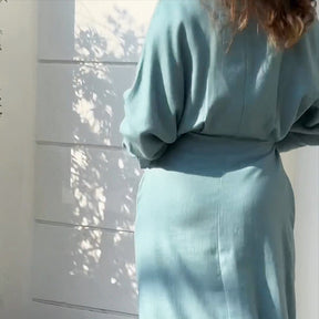 24543  Chic Spring Plain Tie-Waist Elegant Commuter Maxi Abaya Dress