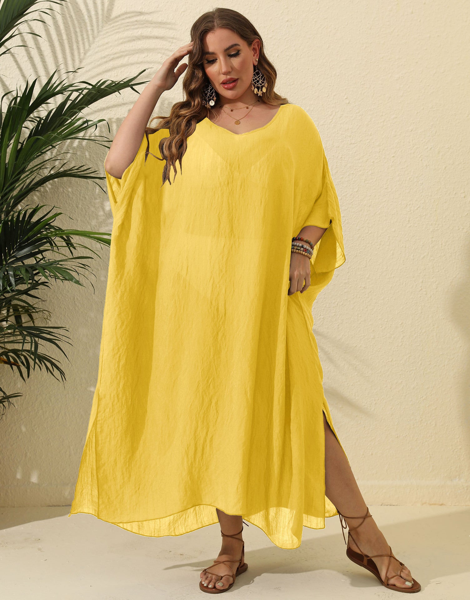 F799   Solid color loose beach slit maxi skirt