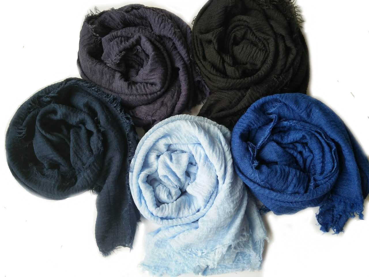 WJ01   Cotton scarf solid color scarf wrinkled bubble scarf shawl headscarf