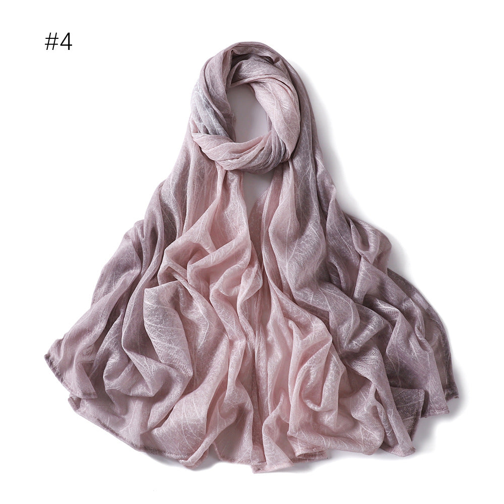 YZ80 Lace breathable hollow slightly elastic wave gradient color hijab  hijab/tudung  printed hijab  printed scarf  Gradient