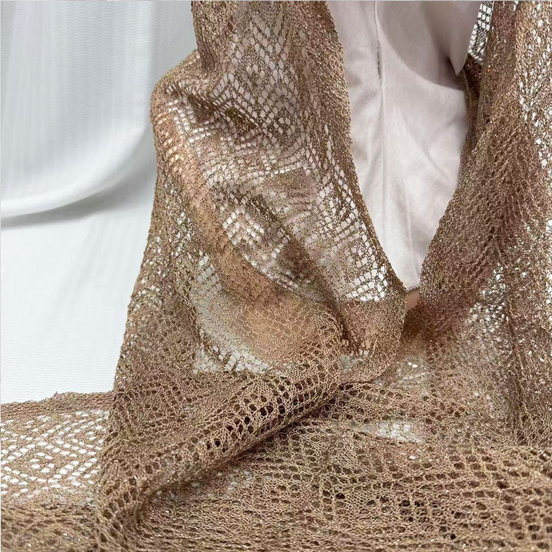 IH123  Exquisite Shiny Thread Diamond Hollow-out Muslim Hijab