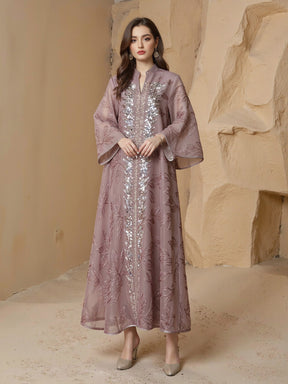 SMT169  Mesh dress with full embroidery