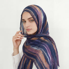 WJA485  Gradient Tie-Dye Autumn/Winter Crinkled Hijab