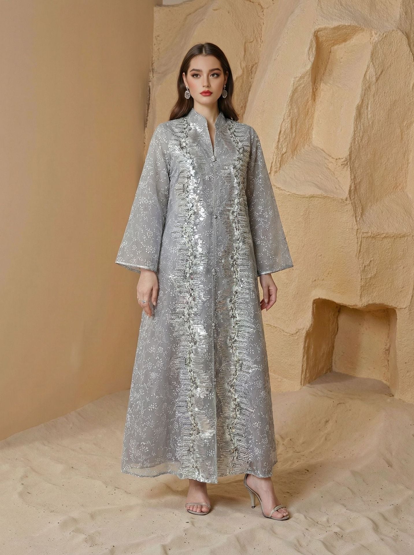 SMT240  Sheer mesh maxi dress – breathable luxury, elegantly effortless