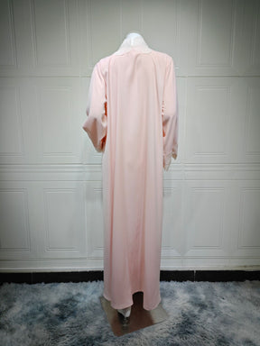 MQ242  Elegant Floral Appliqué Cardigan Abaya for Women