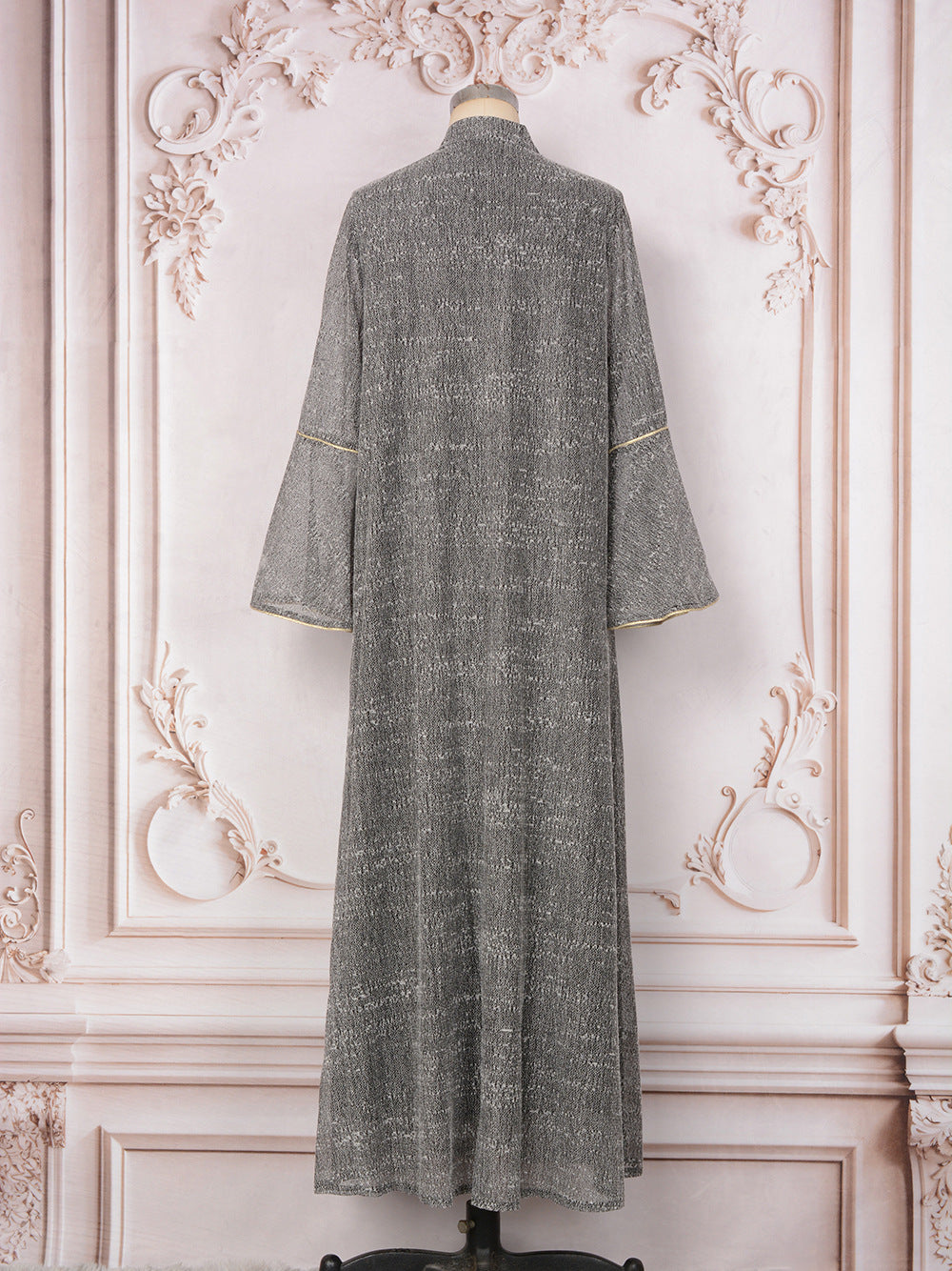 MT557  Stand Collar Sequin Beaded Embroidered Luxury Dress