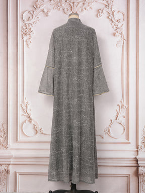 MT557  Stand Collar Sequin Beaded Embroidered Luxury Dress