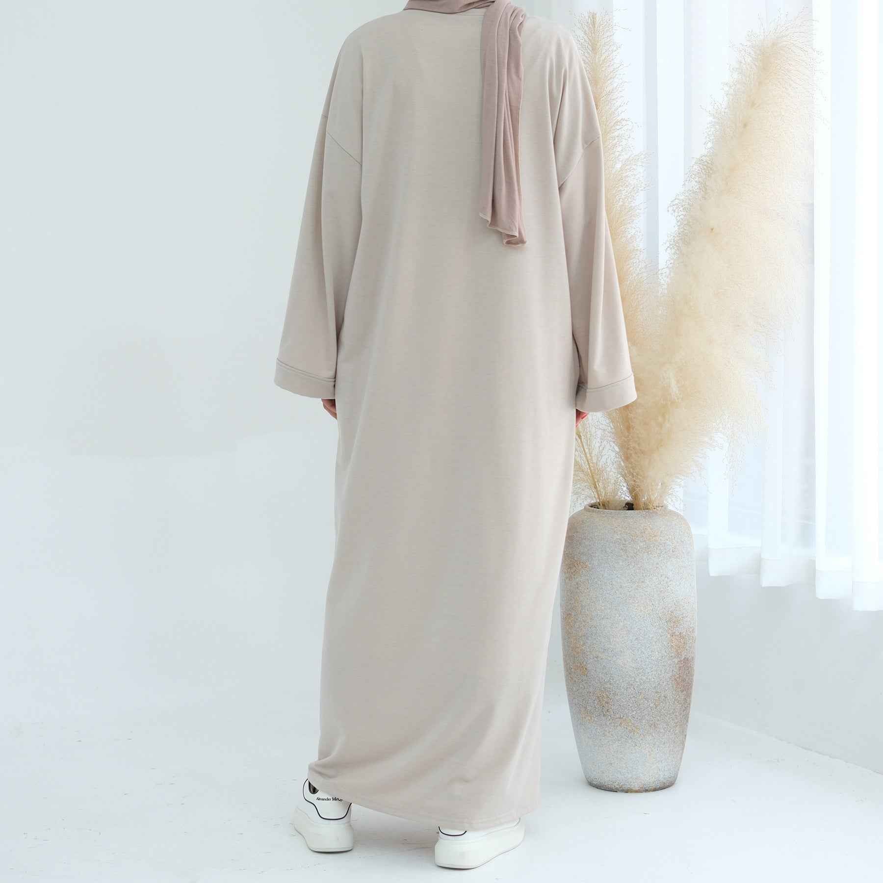 LR737  Plain Hooded Sweatshirt Abaya Dress