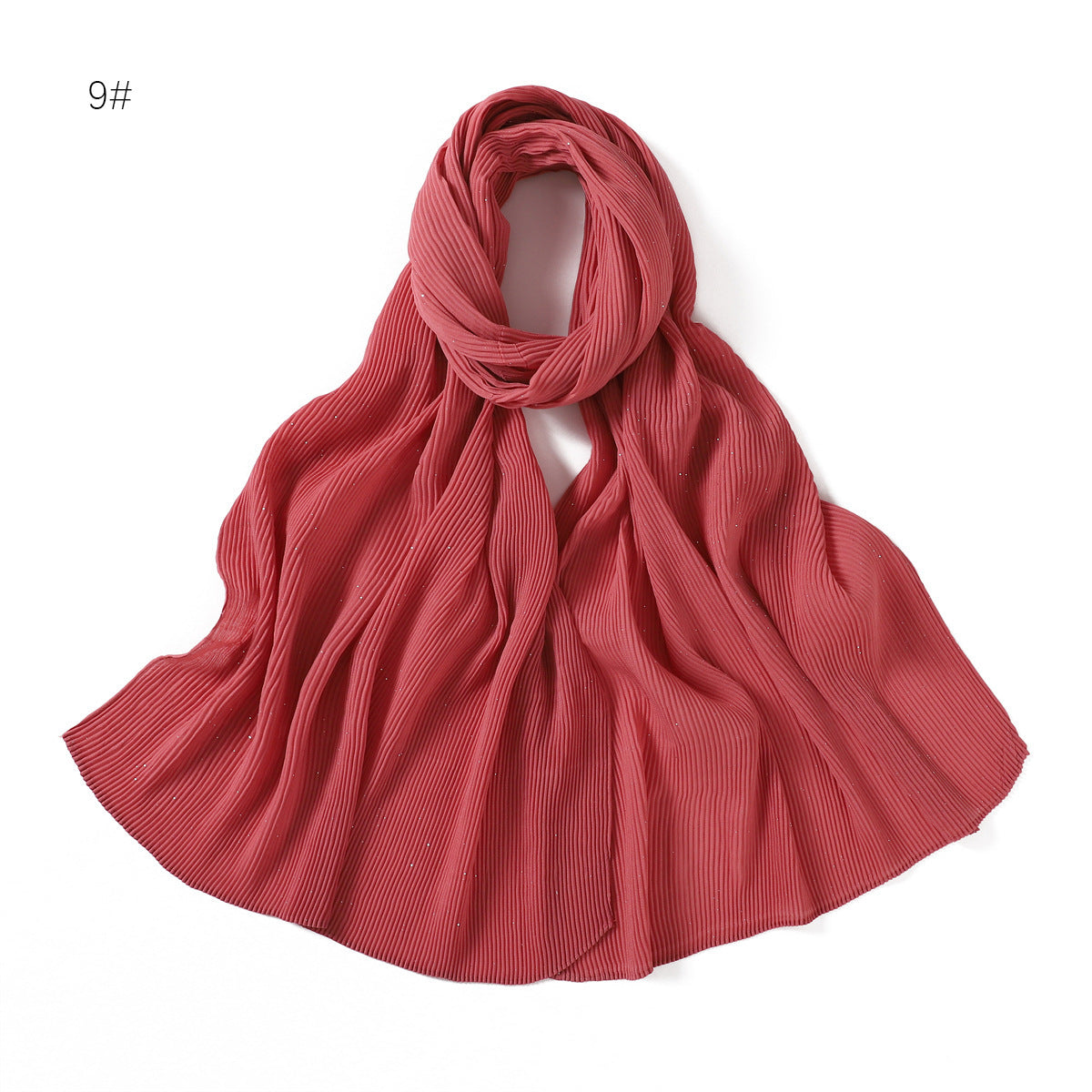 YZ220  Pure color sprinkling silver glitter crease compound chiffon long scarf monochrome pleated headscarf