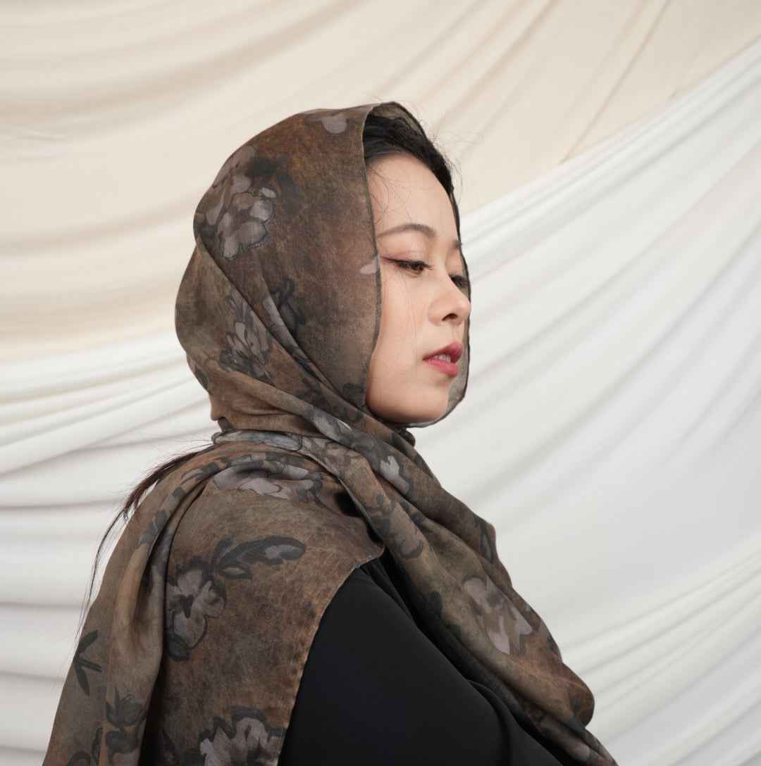 MD018  Modal polyester-cotton tie-dye single stitch Muslim hijab