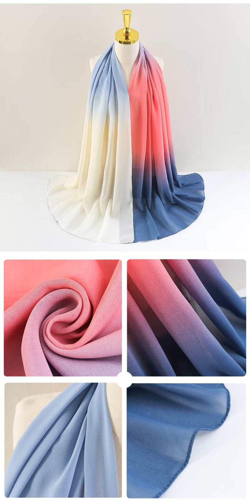 YW236 Gradation Color Chiffon Hijab for Elegant Style