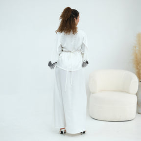 LR1178  Lace-Trim Polyester Top with Shawl & Skirt Set - Sold Separately
