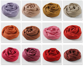 MM02 Women's solid color cotton and linen scarf