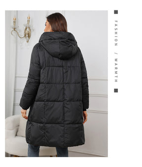 W1836  Women's Hooded Mid-Length Slim Winter Cotton-Padded Coat