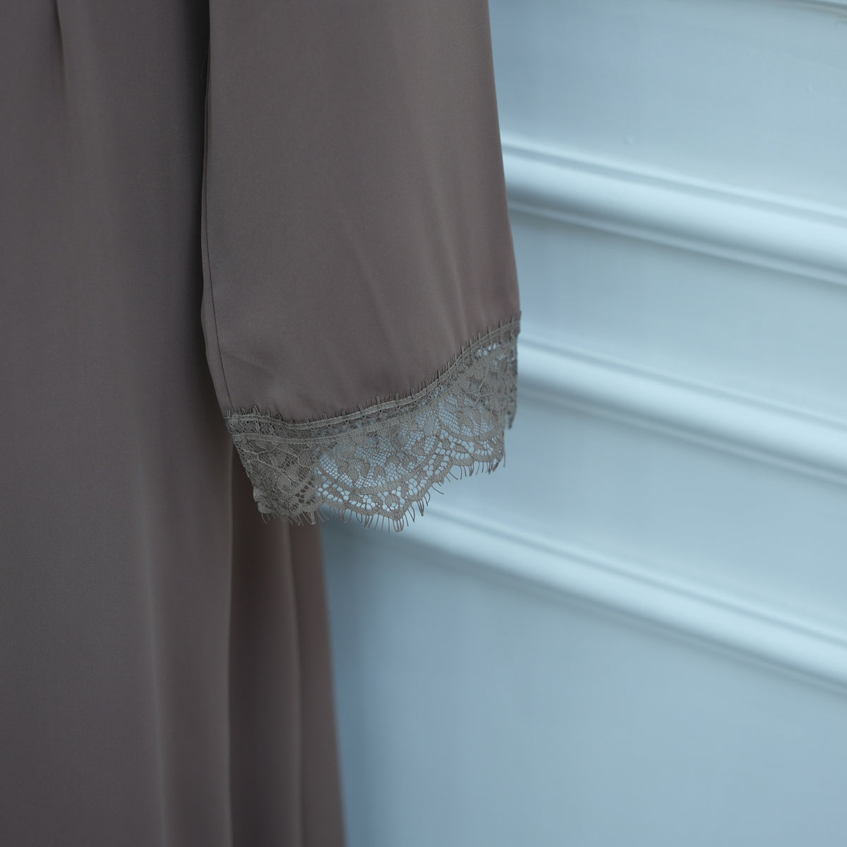 LR1363  Elegant Long Sleeve Nida Lace Dress with Hijab 2-Piece Set