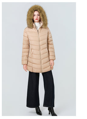 YAXF-8809  Women's Mid-Length Slim Winter Cotton-Padded Puffer Jacket
