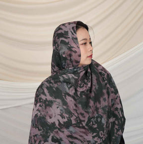 MD017  Modal Polyester Cotton Blend Floral Tie-Dye Single-Needle Hijab