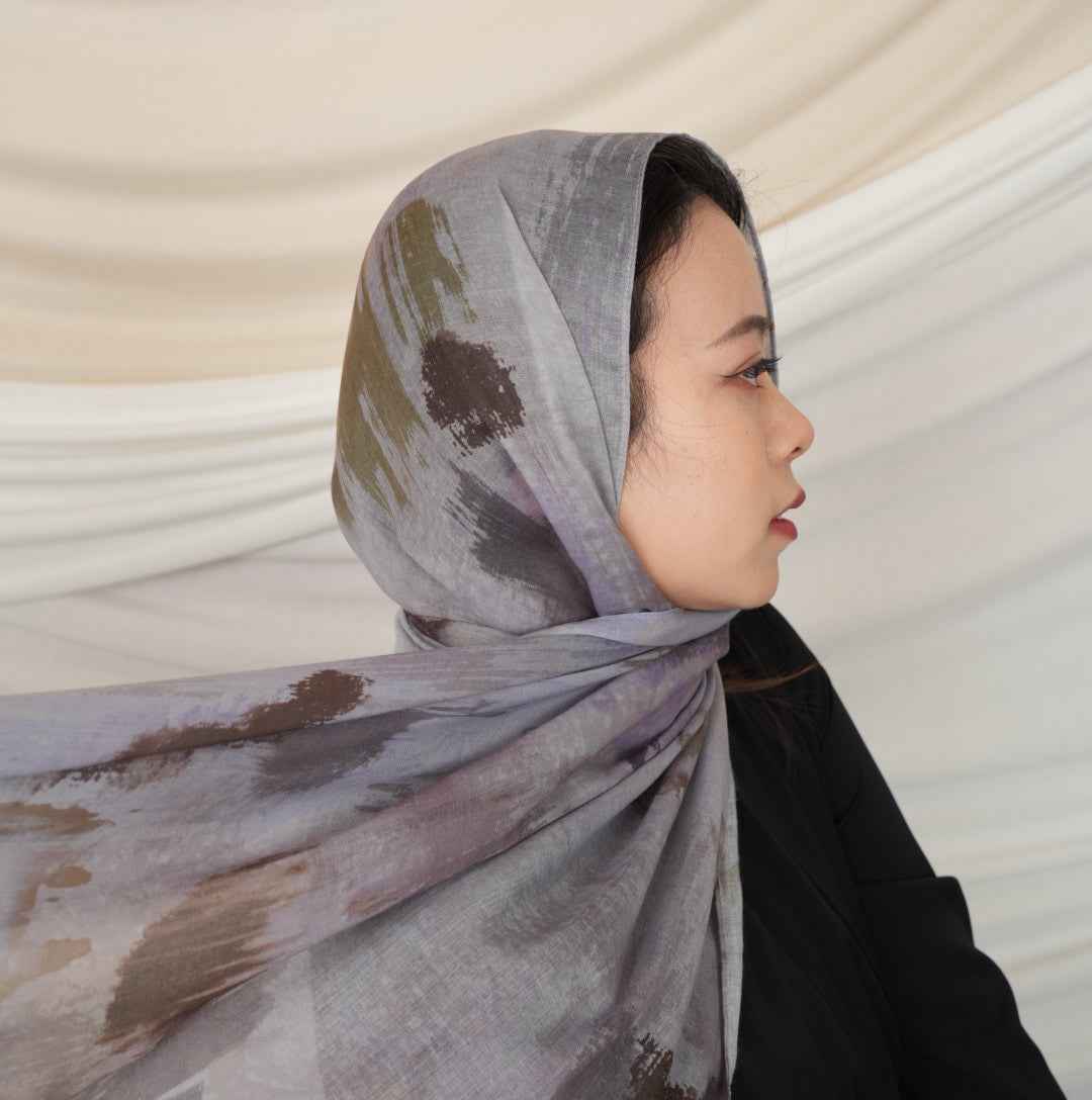 MD021  Modal polyester-cotton tie-dye single stitch Muslim hijab