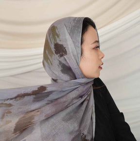 MD021  Modal polyester-cotton tie-dye single stitch Muslim hijab