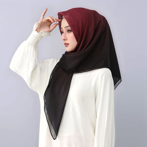 FH164  110*110cm  Printed Ombre Voile Square Scarf