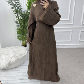 LR1088  Women's Plus Size Plain Double-Layer Ruffled Dress