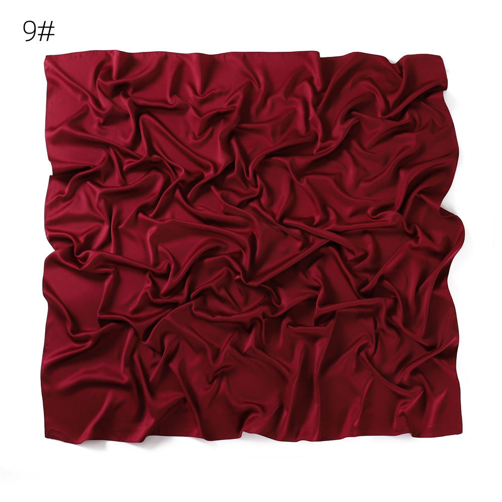 YZ190   90cm matte color ding imitation silk satin solid color square scarf shawl scarf dual purpose scarf scarf woman