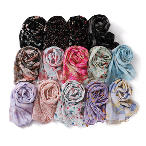 YH1-282  Breathable pearl chiffon print hijab