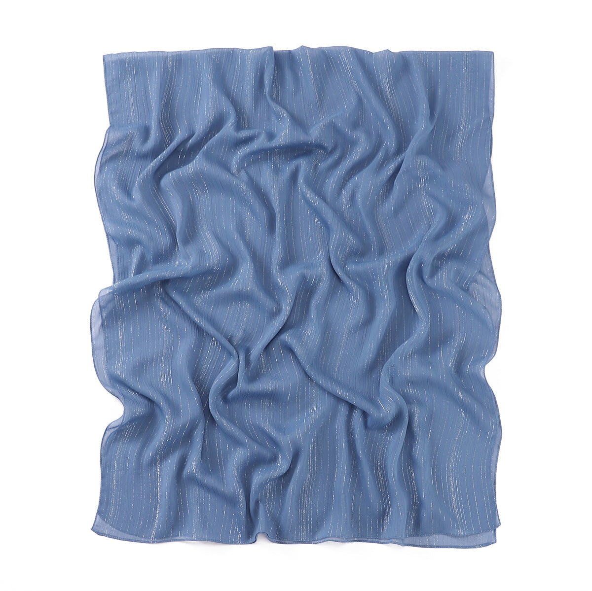 YZ175  Plain Lurex Chiffon Hijab with Fine Pleats