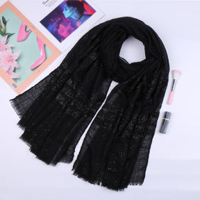 VS169   New solid color sprinkled silver bamboo cotton solid color long scarf classic monochrome striped Malay Indonesian scarf scarf