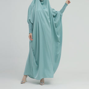 LR484   Plain plus size hijab-integrated dress