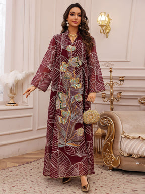 AB485  Mesh Embroidered Maxi Dress Ethnic Women's Clothing