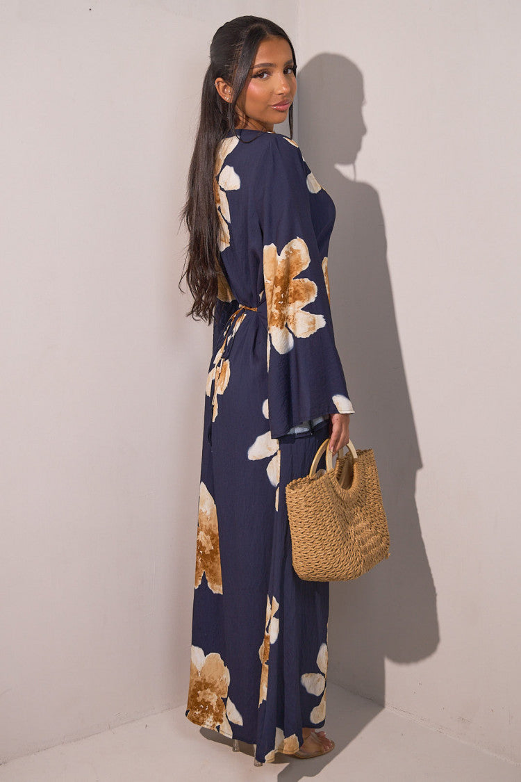 LR1063  Women's Printed Ankle-Length Dress with Slimming Waist
