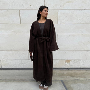 LR1125  Thick Winter Abaya Cardigan with Belt