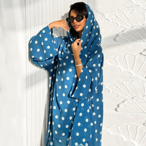 LR1119  Women's Vibrant Polka Dot Cardigan & Hijab 2-Piece Set